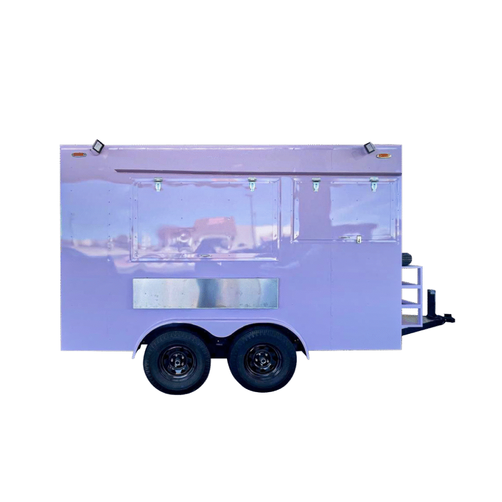 a purple trailer with black background